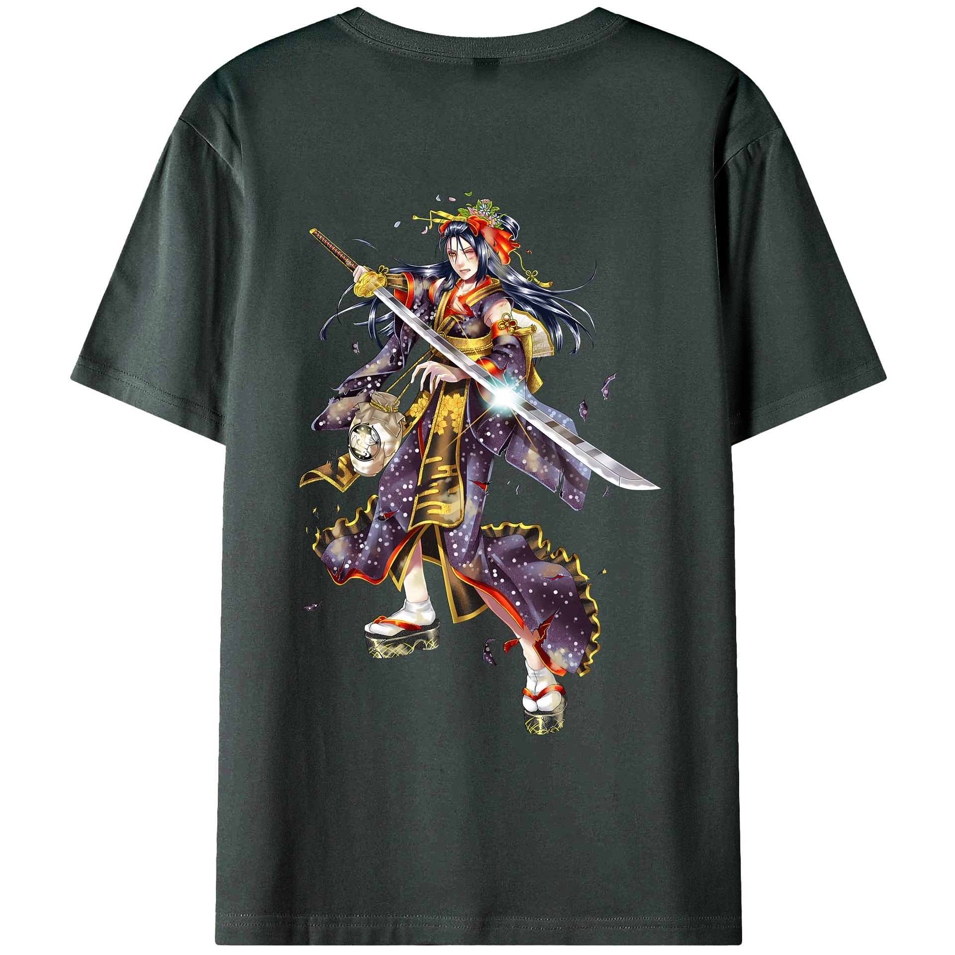 （画像用） 刀剣乱舞 Touken Ranbu 綿100％ メンズ半袖Tシャツ（バックプリント） 通気性